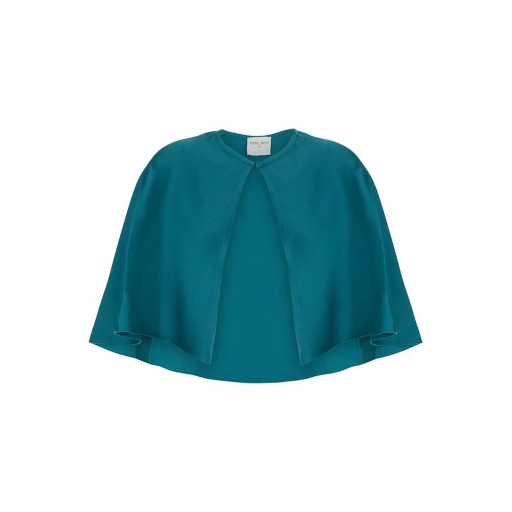 Forte_Forte Women Blue Cape With Elegant Silk Details For Women